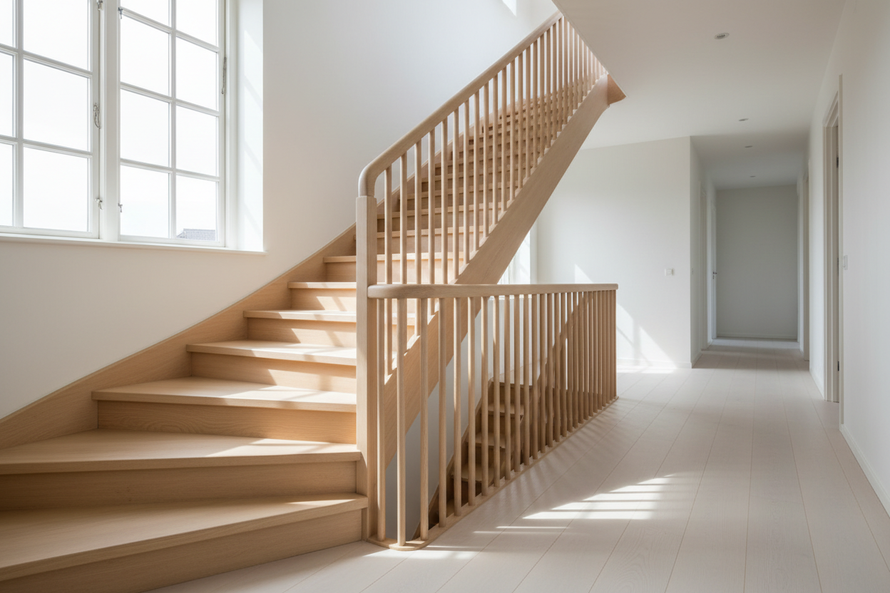 Escalier en bois clair : 5 essences comparées et finitions qui durent